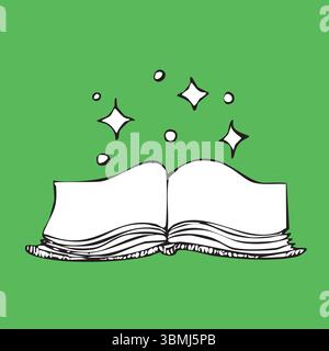 Un livre de sorciers dessiné à la main. Illustration de Vecteur