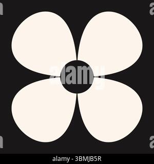 Élégant symbole de fleur avec des tons monochromes et une simplicité rétro. Le design géométrique apporte une touche fraîche et minimale aux fleurs Illustration de Vecteur