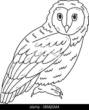 Coloriage isolé animal Tawny Owl de la forêt Illustration de Vecteur