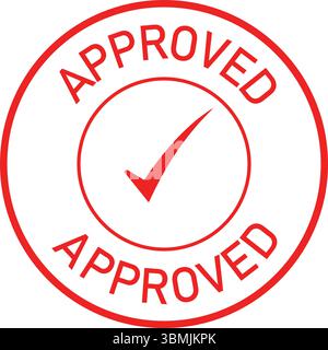 tampon en caoutchouc approuvé tampon rouge approuvé Illustration de Vecteur