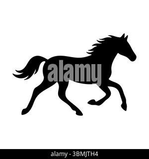 Vue latérale de course de silhouette de cheval Illustration de Vecteur