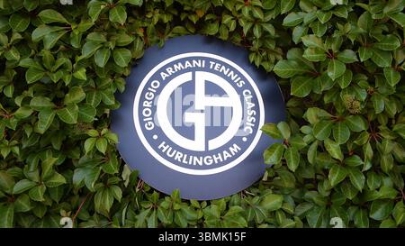 Londres, Royaume-Uni. 27 juin 2025. Londres, Angleterre, juin 27 2025 : logo Giorgio Armani Tennis Classic affiché au Hurlingham Club de Londres, Angleterre. (Jay Patel/SPP) crédit : photo de presse sportive SPP. /Alamy Live News Banque D'Images
