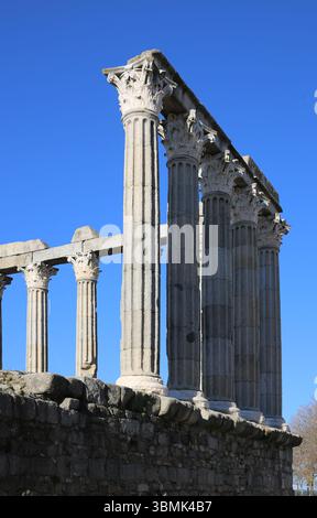 Portugal. Temple romain d'Evora. Ier siècle après JC. Ancienne province romaine ibérique de Lusitania. Banque D'Images