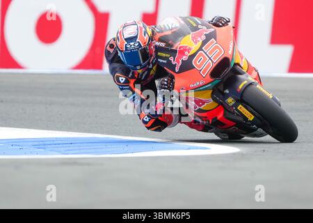 ASSEN, PAYS-BAS - JUIN 27 : Collin Veijer de Red Bull KTM Ajo sur Kalex lors des essais Moto2 au Dutch Motul TT Assen 2025 le 27 juin 2025 à Assen, pays-Bas. (Photo par Andre Weening/Orange Pictures) Banque D'Images