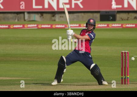 Chester-le-Street, Angleterre, 20 juin 2025. Jodi Grewcock battant pour Essex Women contre Durham Women dans un match Vitality Blast au Banks Homes Riverside, Chester-le-Street. Crédit : Colin Edwards Banque D'Images