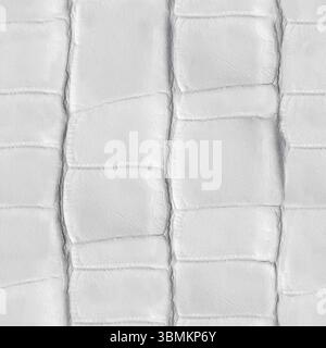 Matériau de texture de photo sans couture 4k de reptile gaufré de couleur blanche ou surface de cuir de peau de serpent. Banque D'Images