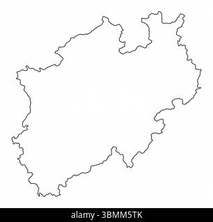 Carte de contour Rhénanie du Nord-Westphalie isolée sur fond blanc, Allemagne Illustration de Vecteur