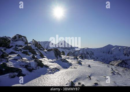 Vues de Kasprowy Wierch dans le parc national des Tatras, Pologne Banque D'Images