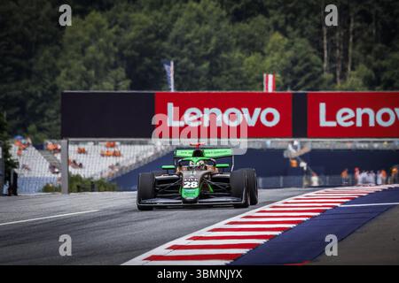 28 BEDRIN Nikita (ita), AIX Racing, Dallara F3 2025, action lors de la 6ème manche du Championnat FIA de formule 3 2025 du 27 au 29 juin 2025 sur le Red Bull Ring, à Spielberg, Autriche Banque D'Images