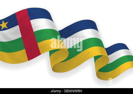 République centrafricaine agitant drapeau avec des couleurs vives sur fond propre Illustration de Vecteur