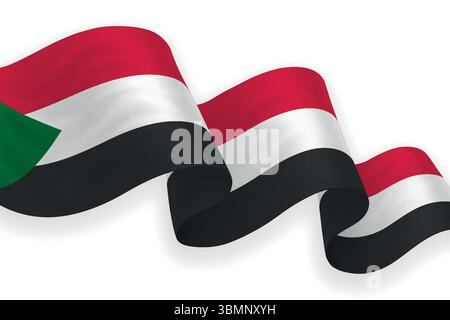 Soudan agitant drapeau avec des couleurs vives sur fond propre Illustration de Vecteur