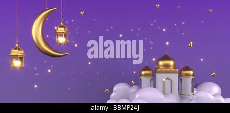 Ramadan Kareem salutation contexte conception d'illustrateur islamique 3D Banque D'Images