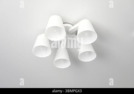 Quelques lampes blanches et plafond dans le salon Banque D'Images