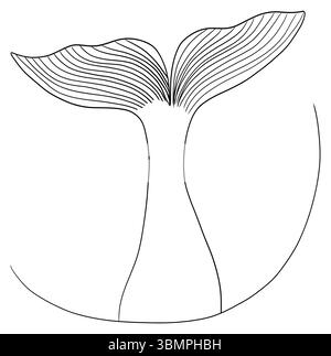 Une esquisse de ligne de queue de baleine minimaliste dessinée à la main dessin de contour vectoriel d'animal océanique Illustration de Vecteur