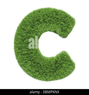 Herbal grass alphabet lettre majuscule C. isolé sur illustration 3D blanche Banque D'Images