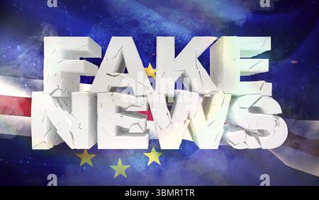 Illustration 3D du concept de fake news avec le drapeau de fond du Cap-Vert Banque D'Images