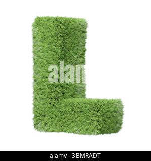 Herbal grass alphabet lettre majuscule l, tourné dans le sens horaire. Isolé sur illustration 3D blanche Banque D'Images