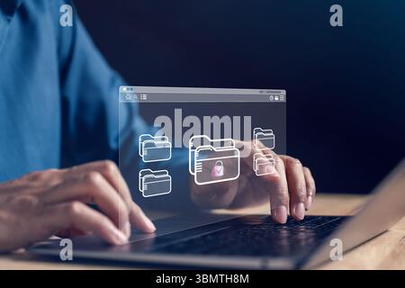 Système de protection de la confidentialité des documents numériques pour le stockage sécurisé des données et l'accès aux fichiers. Banque D'Images