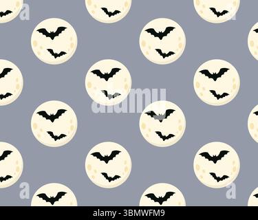 Chauves-souris contre la lune. Motif vectoriel. Illustration de style plat Illustration de Vecteur
