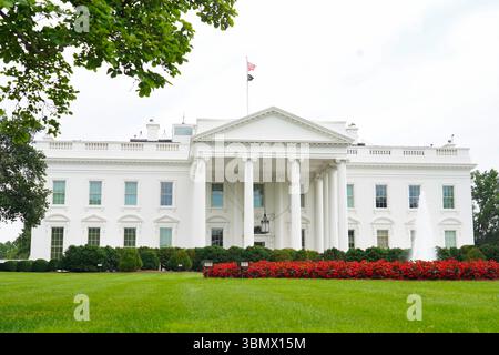 Washington, D.C. - 22 juin 2025 : la façade de la Maison Blanche, la résidence du Président des États-Unis d'Amérique. Banque D'Images