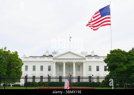 Washington, D.C. - 22 juin 2025 : la façade de la Maison Blanche, la résidence du Président des États-Unis d'Amérique. Banque D'Images
