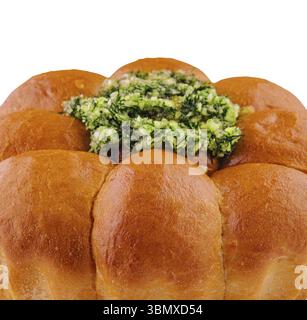 Natures mortes, petits pains pampushka traditionnels à l'ail et aux herbes Banque D'Images