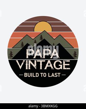 Paternité Vintage Rainbow Typography Design – Retro Dad Life T‑shirt Graphic Illustration de Vecteur