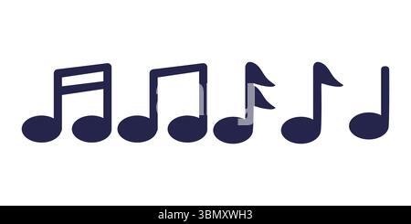 Ensemble de silhouettes de notes de musique simples Illustration de Vecteur