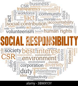 Responsabilité sociale d'entreprise CSR Word Cloud conception conceptuelle isolé sur fond blanc. Illustration de Vecteur
