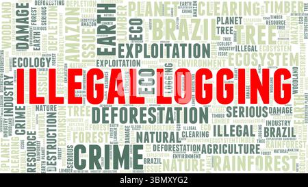 Création conceptuelle de nuage de mots de journalisation illégale isolée sur fond blanc. Illustration de Vecteur