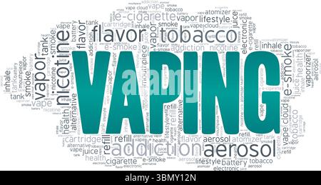 Vaping Word Cloud conception conceptuelle isolé sur fond blanc. Illustration de Vecteur