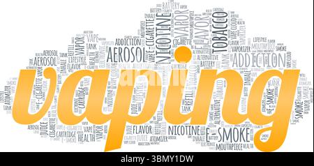 Vaping Word Cloud conception conceptuelle isolé sur fond blanc. Illustration de Vecteur