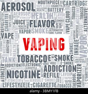Vaping Word Cloud conception conceptuelle isolé sur fond blanc. Illustration de Vecteur
