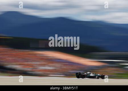 63 RUSSELL George (gbr), Mercedes AMG F1 Team W16, en action lors du Formula 1 MSC Cruises Austrian Grand Prix 2025, 11e manche du Championnat du monde FIA de formule 1 2025 du 27 au 29 juin 2025 sur le Red Bull Ring, à Spielberg, Autriche Banque D'Images