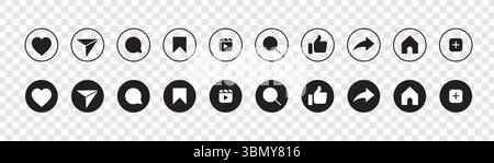 'Collection d'icônes de rouleaux de médias sociaux : style rond plat' Illustration de Vecteur