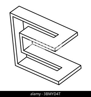 Formes d'illusion d'optique. Objets impossibles. Figurines d'art optique. Géométrie sacrée. Illustration de Vecteur