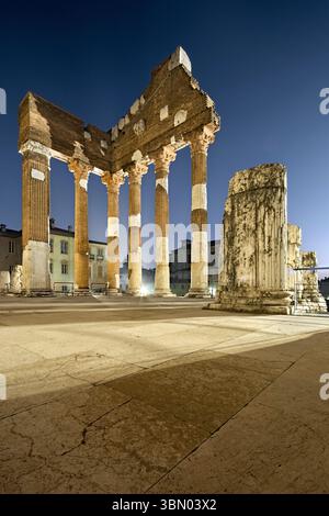 Le Capitolium de Brescia : temple romain sur la place Foro. Lombardie, Italie. Banque D'Images