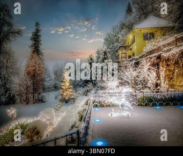 DE - BAVIÈRE : scène hivernale à Bad Toelz à Noël Banque D'Images