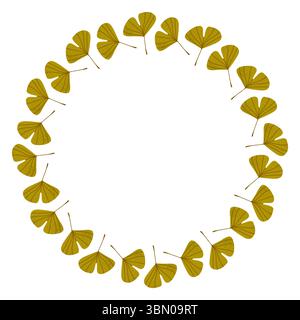 Vecteur cadre rond isolé de feuilles d'automne jaunes sèches. Bordure pour le texte. Clipart plate pour la conception Illustration de Vecteur