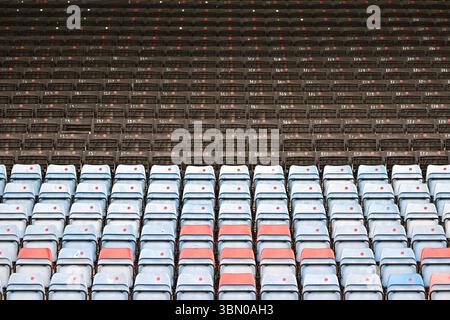Hvidovre, Danemark. 28 juin 2025. Sièges vides à la Pro ventilation Arena à Hvidovre. Banque D'Images