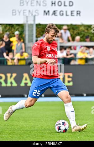 Hvidovre, Danemark. 28 juin 2025. Malte Kiilerich (25 ans) de Hvidovre vu lors d'un match de pré-saison entre Hvidovre IF et Broendby IF à Pro ventilation Arena à Hvidovre. Banque D'Images