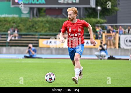 Hvidovre, Danemark. 28 juin 2025. Morten Knudsen (18 ans), de Hvidovre, vu lors d’un match-test de pré-saison entre Hvidovre IF et Broendby IF au Pro ventilation Arena de Hvidovre. Banque D'Images