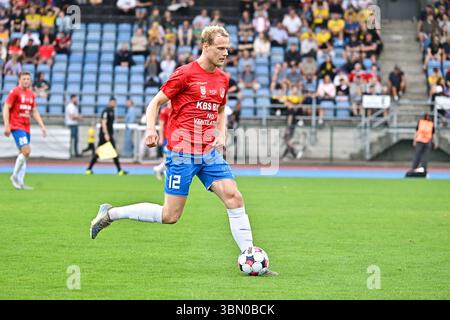 Hvidovre, Danemark. 28 juin 2025. Magnus Lysholm (12 ans) de Hvidovre vu lors d’un match test match de pré-saison entre Hvidovre IF et Broendby IF au Pro ventilation Arena de Hvidovre. Banque D'Images