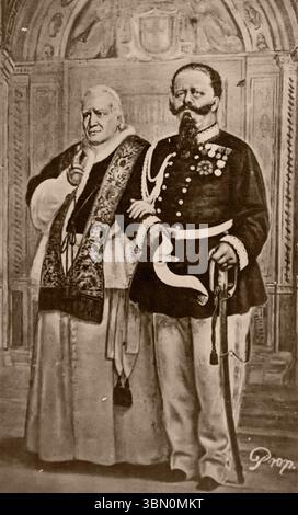 Portrait du pape Pie IX et du roi Victor Emmanuel II d'Italie Banque D'Images