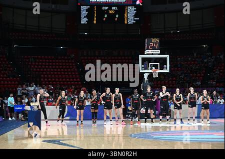 Pirée, Pirée, Grèce. 29 juin 2025. Les joueuses de Belgique jouent lors de la finale de l'Eurobasket féminin entre l'Espagne et la Belgique au Peace & Friendship Stadium le 29 juin 2025, au Pirée, en Grèce. (Crédit image : © Stefanos Kyriazis/ZUMA Press Wire) USAGE ÉDITORIAL SEULEMENT ! Non destiné à UN USAGE commercial ! Crédit : ZUMA Press, Inc/Alamy Live News Banque D'Images