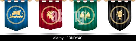 Drapeaux grecs anciens Illustration de Vecteur