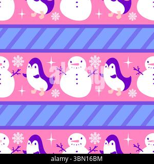 Motif de pingouin sans couture animaux de Noël pour l'emballage du papier et des tissus et des draps et des vêtements pour enfants imprimés et emballage du nouvel an et pac d'hiver Noel Banque D'Images