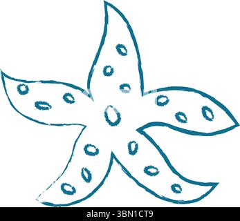 Starfish Silhouette Doodle Chalk style Illustration de Vecteur