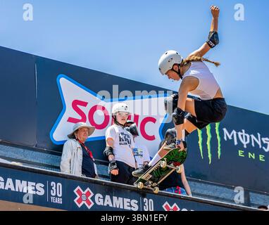 Juin 28 2025 Salt Lake City UT U.S.A. Skater Lilly Stoephasius en compétition dans la finale Xgames Womens Skateboard Vert au Fairpark Salt Lake City UT de l'Utah State. Thurman James/CSM Banque D'Images