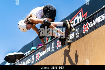 Juin 28 2025 Salt Lake City UT U.S.A. Skater Lilly Stoephasius en compétition dans la finale Xgames Womens Skateboard Vert au Fairpark Salt Lake City UT de l'Utah State. Thurman James/CSM Banque D'Images